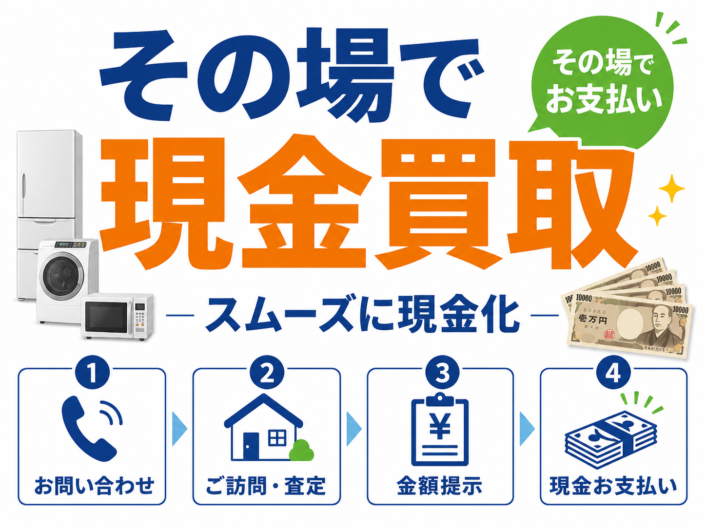 査定後その場で現金買取の案内画像