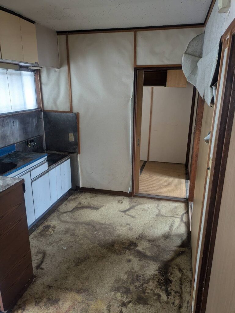 作業後の台所。床まで片付いた状態